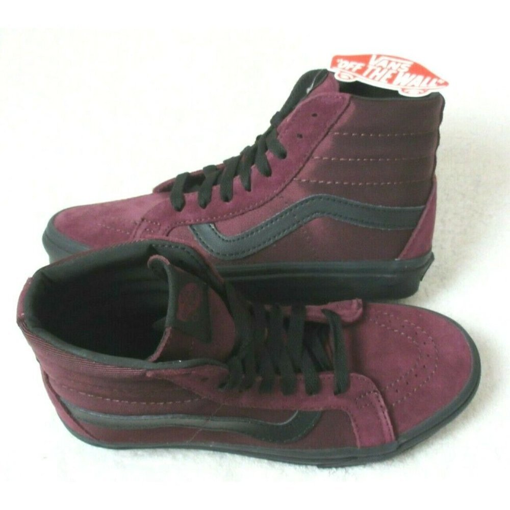 COPY - Vans Womens Sk8-Hi Reissue Metallic Twill Port Royale Red Suede Shoes 6.…